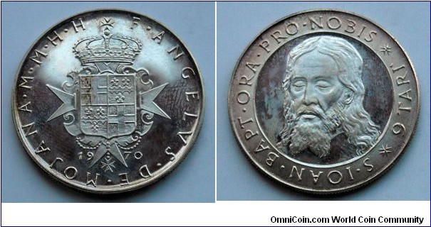 Order of Malta 9 tari.
1970, Ag 900. 
Mintage: 3000 pieces.