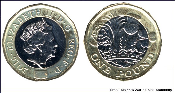 United Kingdom, 1 pound, 2016, bi-metallic, Queen Elizabeth II.