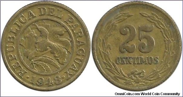 Paraguay 25 Centimos 1948