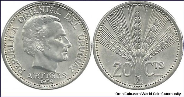 Uruguay 20 Centesimos 1954(u)