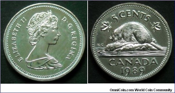 Canada 5 cents.
1989, Proof-like.