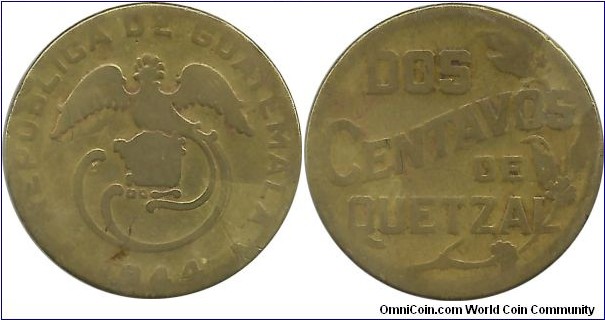 Guetamala 2 Centavos 1944