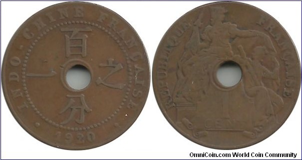 Indochina-Fr 1 Centime 1920