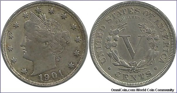 USA 5 Cents 1901 Liberty 
