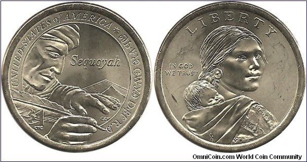 USA 1 Sacagawea Dollar 2017P-Sequoyah Alphabet