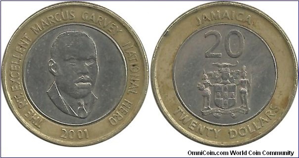 Jamaica 20 Dollars 2001