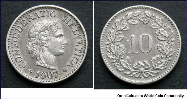 Switzerland 10 rappen.
1907 (B)