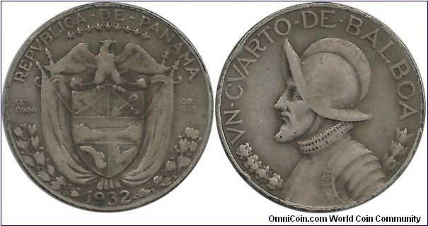 Panama ¼ Balboa 1932