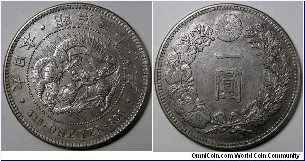 Japan, 1904(37) 1 Yen, 26.96g, Y#A25.3.