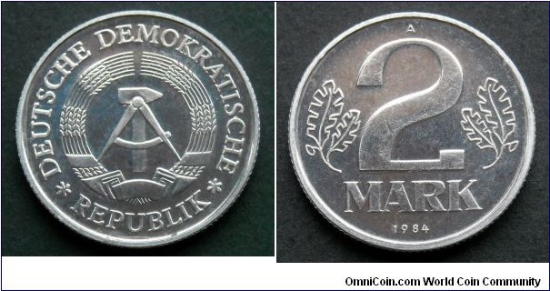 German Democratic Republic (East Germany) 2 mark.
1984, Rare year.