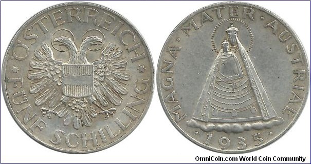 Austria 5 Schilling 1935