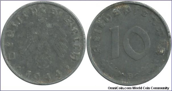 Germany-Nazi 10 Reichspfennig 1944B