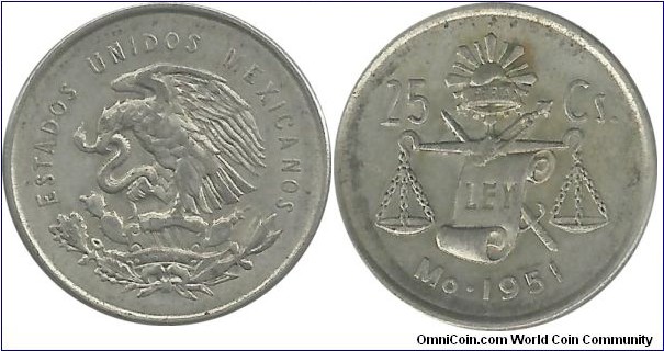 Mexico 25 Centavos 1951