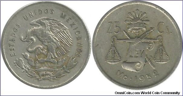 Mexico 25 Centavos 1952