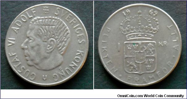 Sweden 1 krona.
1969