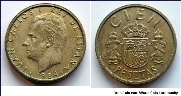 Spain 100 pesetas.
1984