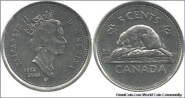 Canada 5 Cents 2002P - Golden Jubilee of Queen Elizabeth II