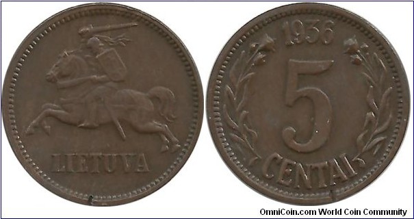 Lietuva 5 Centai 1936