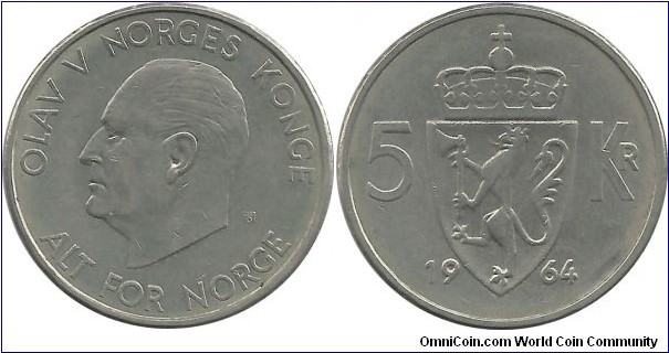 Norway 5 Kroner 1964