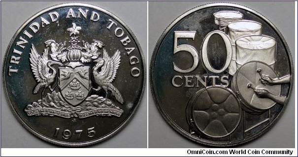 Trinidad & Tobago, 1975 FM 50 Cents, 24,000 Mintage KM#22.