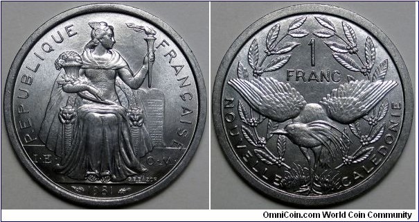 New Caledonia, 1981 1 Franc, KM#10.