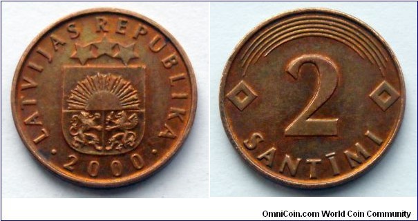 Latvia 2 santimi.
2000
