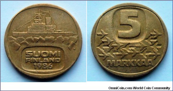 Finland 5 markkaa.
1986 N