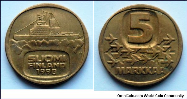 Finland 5 markkaa.
1990 M