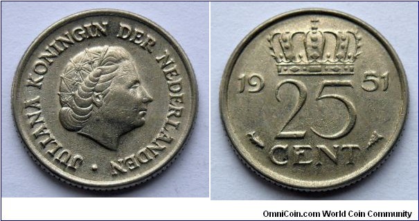 Netherlands 25 cent.
1951