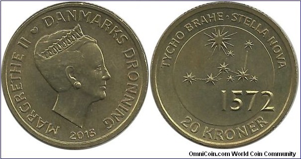 Denmark 20 Kroner 2013-Tycho Brahe