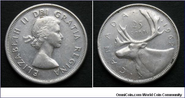 Canada 25 cents.
1962, Ag 800.
