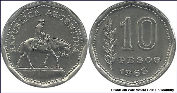 Argentina 10 Pesos 1968
