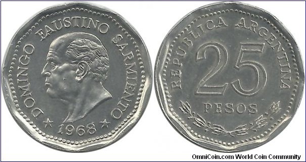Argentina 25 Pesos 1968 (Domingo Faustino Sarmiento)