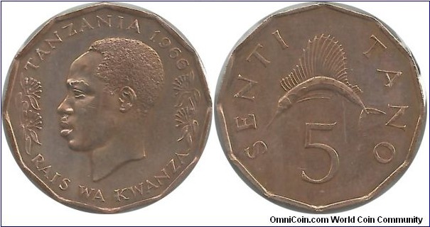 Tanzania 5 Senti 1966