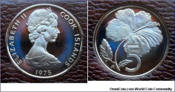 Cook Islands 5 cents.
1975, Proof from Franklin Mint.