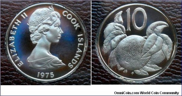 Cook Islands 10 cents.
1975, Proof from Franklin Mint.