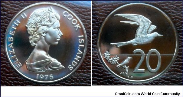 Cook Islands 20 cents.
1975, Proof from Franklin Mint.