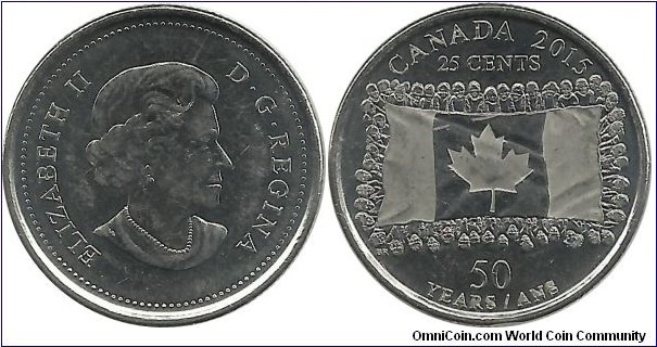 Canada 25 Cents 2015-50th Year of Canadian Flag