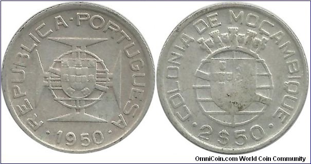 Mocambique-Colonia 2,50 Escudos 1950