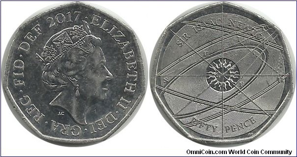 UKingdom 50 Pence 2017 - Sir Isaac Newton