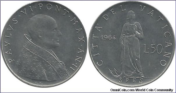 Vatican City 50 Lire 1964