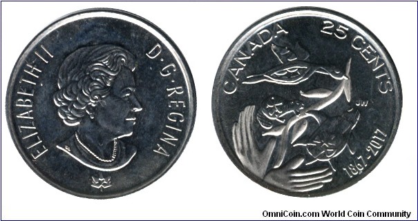 Canada, 25 cents, 2017, 1867-2017, 150th Anniversary of Canada, Queen Elizabeth II.