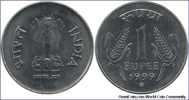 India-Republic 1 Rupee 1999(K) - Kremnica, Slovakia MK in circle 