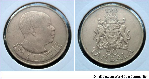 Malawi 50 tambala.
1986, Cu-ni-zn.