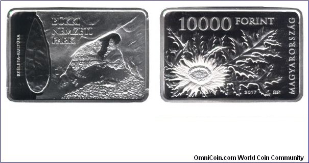 Hungary, 10000 forint, 2017, Ag, 39-36mm, 31.46g, rectangular shape, Bükk National Park.