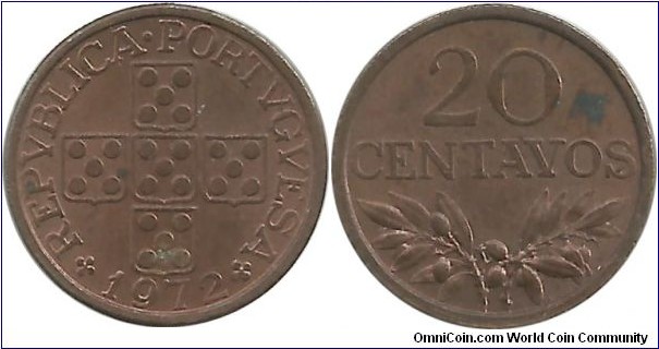 Portugal 20 Centavos 1972