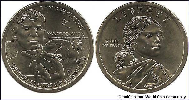 USA 1 Sacagawea Dollar 2018D - Jim Thorpe