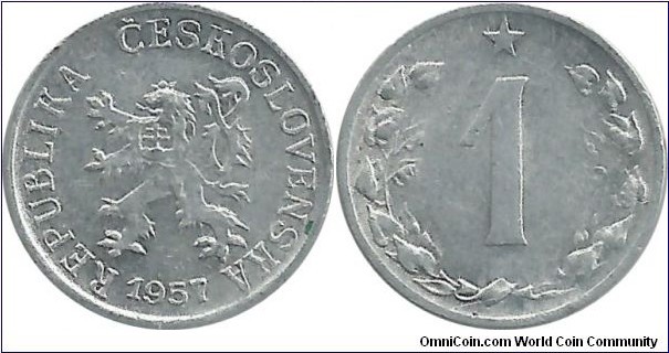 Czechoslovakia 1 Haler 1957