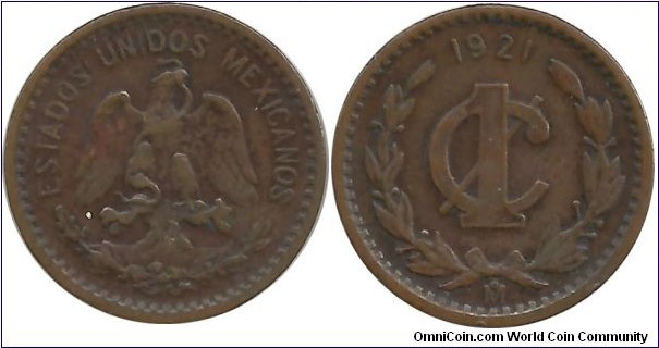 Mexico 1 Centavo 1921 (Rare date)