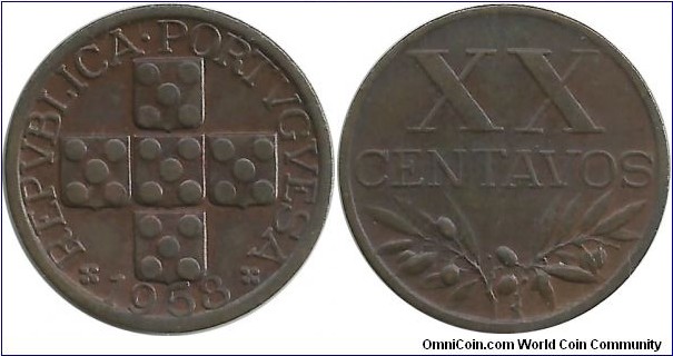 Portugal 20 Centavos 1958